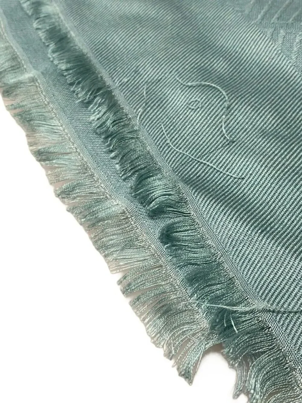 FENDI Zucca FXT924 Light Blue Silk Wool Scarf